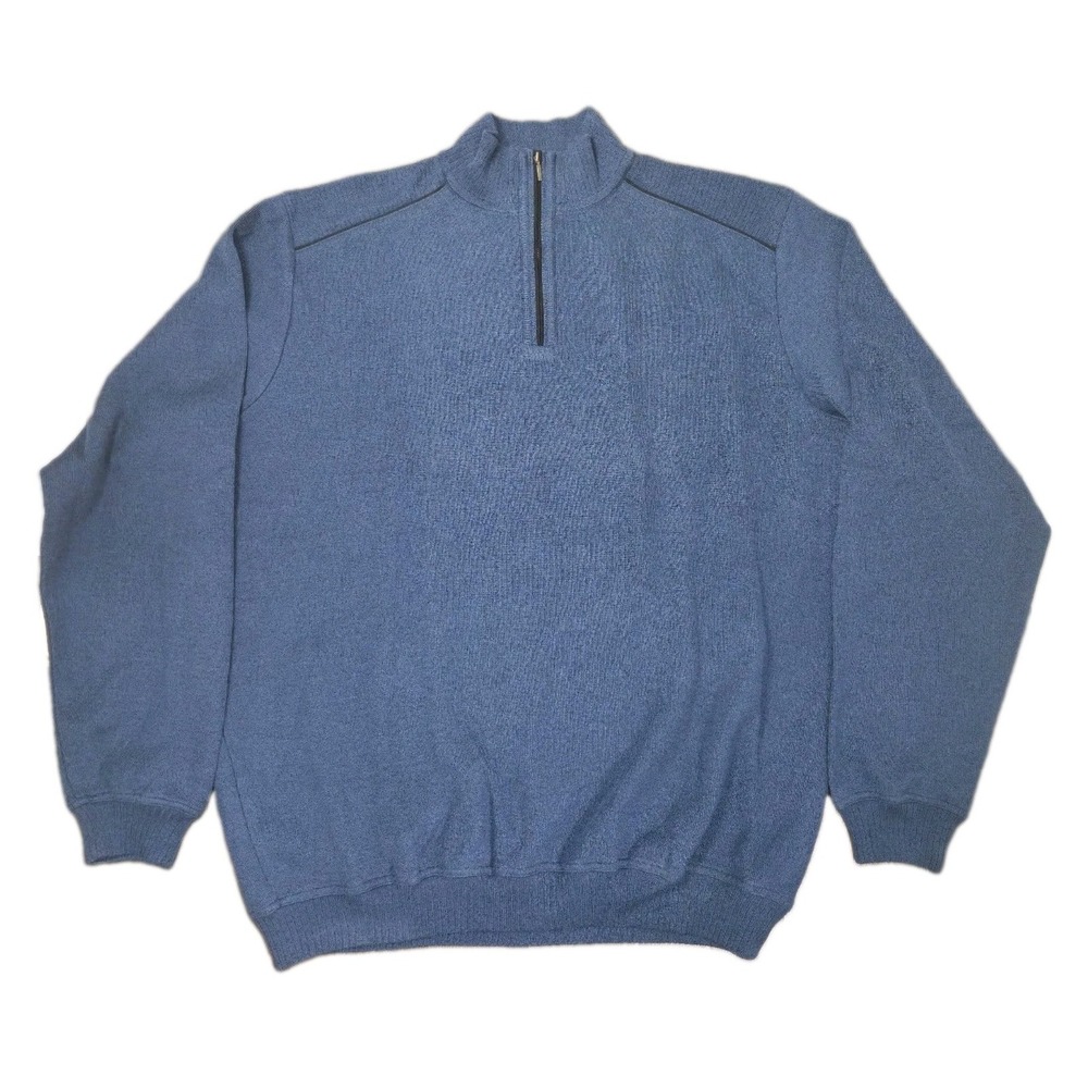 VTG St Croix Collections For 1/4 Zip Pullover Sweater Mens 2XLT Blue Made In USA